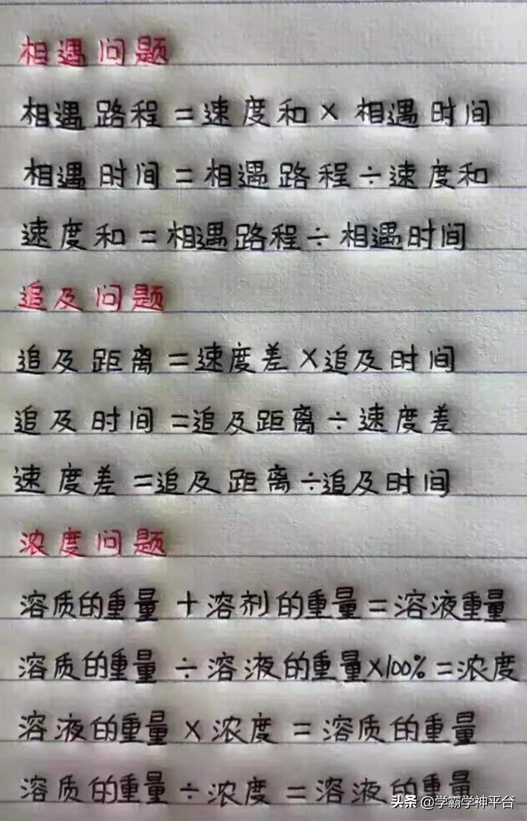 小学数学公式汇总，获得网友们一致认可